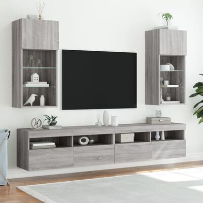 vidaXL Mueble para TV con luces LED gris Sonoma 40,5x30x90 cm
