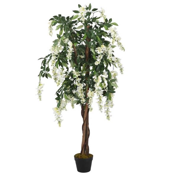 vidaXL Árbol de wisteria artificial 1260 hojas verde y blanco 180 cm