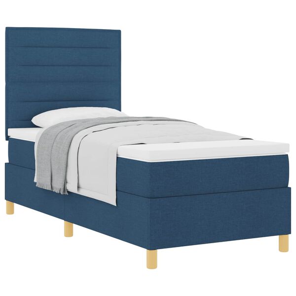 vidaXL Cama tipo Box Spring con colch&oacute;n Azul 80 x 200 cm tela