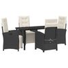 vidaXL Conjunto de Comedor de Jard&iacute;n 5 pcs Negro rat&aacute;n sint&eacute;tico