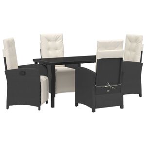 vidaXL Conjunto de Comedor de Jard&iacute;n 5 pcs Negro rat&aacute;n sint&eacute;tico
