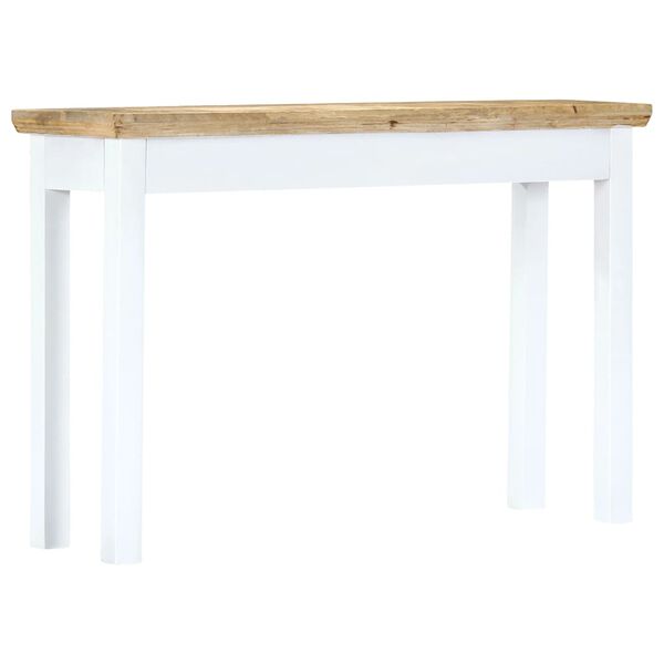 vidaXL Mesa consola de madera maciza mango blanca marr&oacute;n 110x35x75 cm