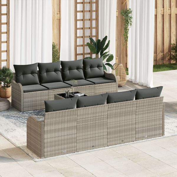 vidaXL Conjunto de sof&aacute; de jard&iacute;n Gris Claro 55 x 55 x 37 cm