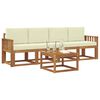vidaXL Conjunto de sof&aacute;s de exterior con coj&iacute;n 5 pcs Natural y Crema