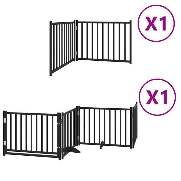 vidaXL Puerta para perros plegable 6 paneles madera &aacute;lamo negra 480 cm