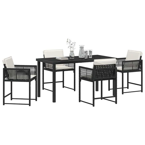 vidaXL Conjunto de Comedor de Jardín 5 pcs Negro ratán sintético