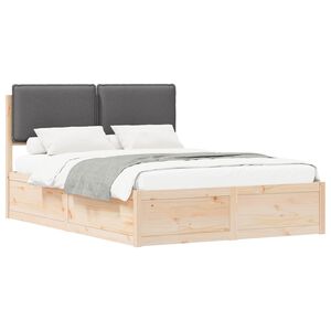 vidaXL Estructura de Cama con Cabecera Tapizada Gris oscuro