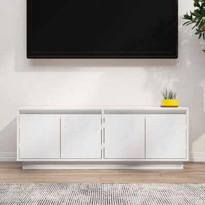 vidaXL Mueble de TV de madera maciza de pino blanco 110x34x40 cm