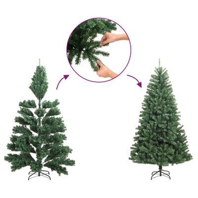 vidaXL Medio árbol de Navidad artificial con soporte PVC rosa 210 cm