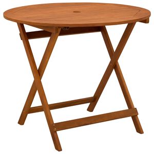 vidaXL Mesa de jard&iacute;n plegable Marr&oacute;n &Oslash; 90 x 75 cm