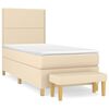vidaXL Cama box spring con colch&oacute;n tela color crema 90x200 cm