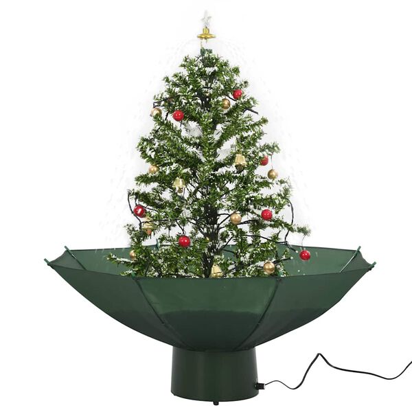 vidaXL &Aacute;rbol de Navidad con nieve con base en paraguas verde 75 cm
