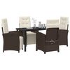 vidaXL Conjunto de Comedor de Jard&iacute;n 5 pcs Marr&oacute;n rat&aacute;n sint&eacute;tico