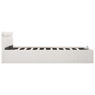 vidaXL Cama canapé hidráulica con LED cuero sintético blanca 180x200cm