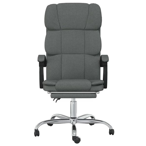 vidaXL Silla de oficina reclinable de tela gris oscuro