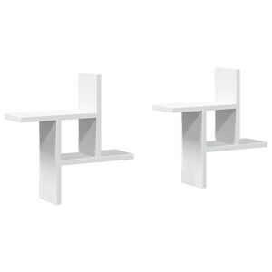 vidaXL Estantes de pared 2 uds madera contrachapada blanco 38x12x38 cm