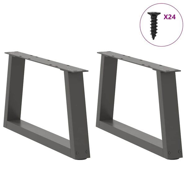 vidaXL Patas para mesa de centro en forma de V (2 unidades), antracita, 60 x (30-31,3) cm, acero