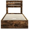 vidaXL Cama con almacenamiento con cabecera Roble ahumado 90 x 200 cm