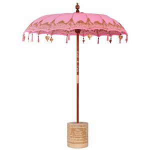 vidaXL Paraguas balin&eacute;s con base Rosa 185 x 185 x 260 cm Algod&oacute;n