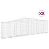 vidaXL Cestas de gaviones 8 uds forma de arco hierro 400x30x100/120 cm