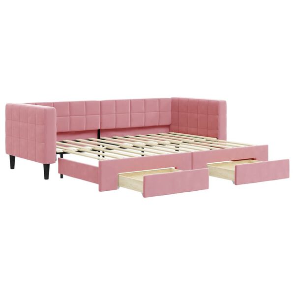 vidaXL Sofá cama nido con cajones terciopelo rosa 80x200 cm