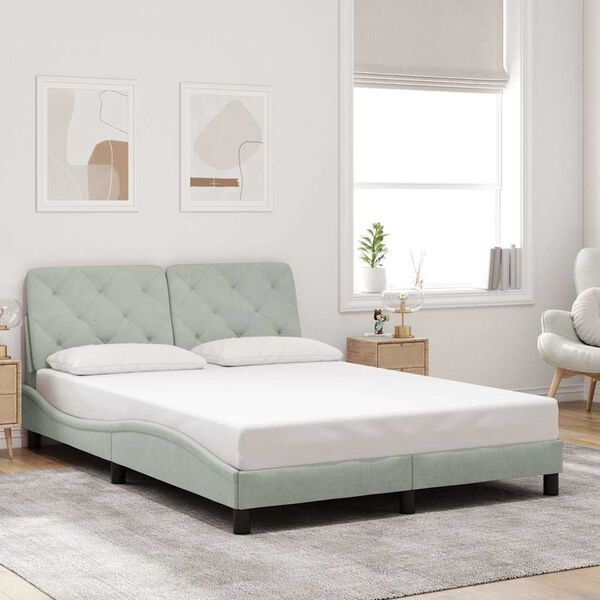 vidaXL Estructura de cama sin colch&oacute;n terciopelo gris claro 140x190 cm