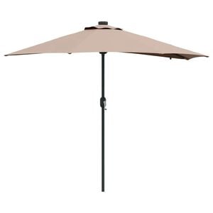 vidaXL Sombrilla de jard&iacute;n 294 x 150 x 223 cm Poli&eacute;ster y Acero Taup&eacute;