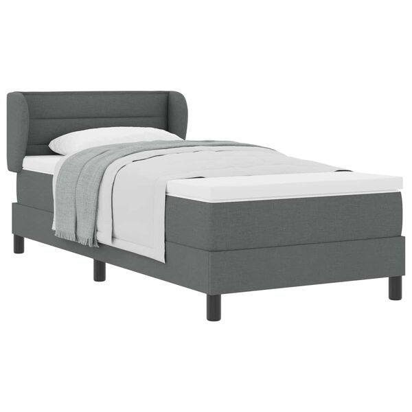 vidaXL Cama tipo Box Spring con colch&oacute;n Gris oscuro 80 x 200 cm tela