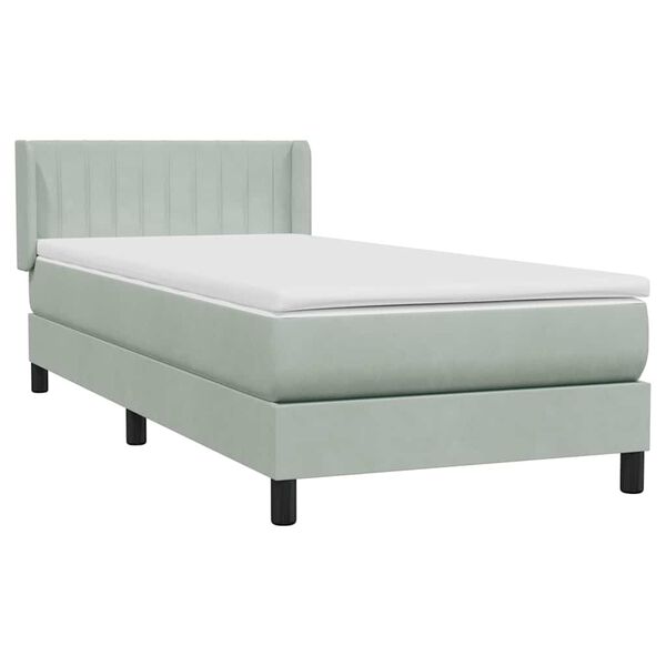 vidaXL Cama box spring con colch&oacute;n terciopelo gris claro 90x210 cm