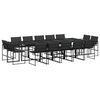 vidaXL Juego de comedor de jard&iacute;n 15 pzas con cojines textileno negro