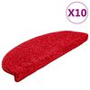 vidaXL Alfombrillas para escaleras 10 unidades 65x21x4 cm Rojo Semicircular Grande
