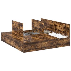 vidaXL Cama con almacenamiento Roble ahumado 200 x 200 cm