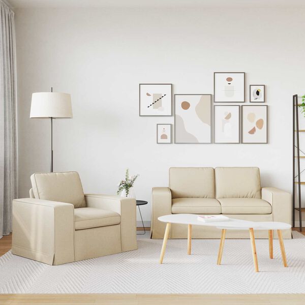 vidaXL Sof&aacute; 120cm 2 pcs Crema Metal