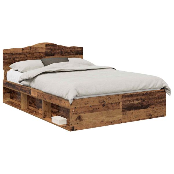 vidaXL Estructura de cama con cabecera Madera vieja 140 x 200 cm