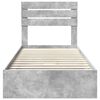 vidaXL Cama con almacenamiento con cabecera Gris Concreto 90 x 200 cm