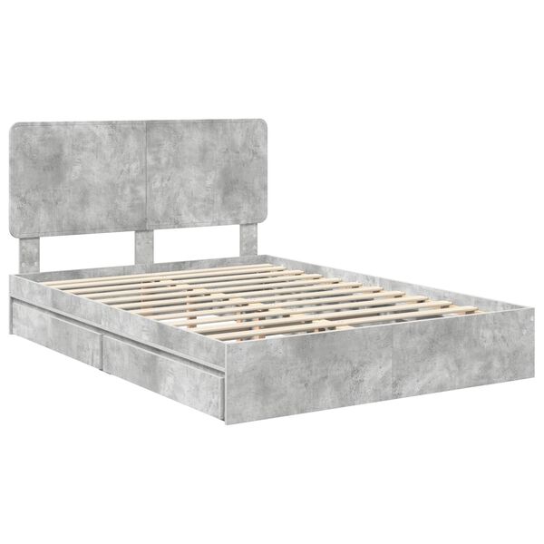 vidaXL Cama con almacenamiento con cabecera Gris Concreto 140 x 190 cm