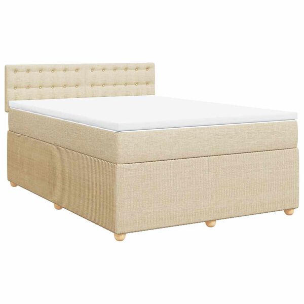 vidaXL Cama box spring con colch&oacute;n tela color crema 140x190 cm