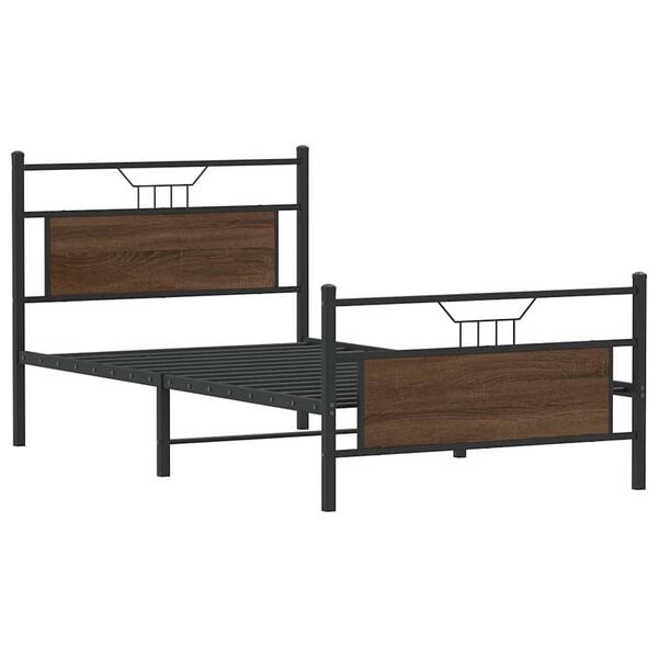 vidaXL Estructura de cama sin colch&oacute;n madera marr&oacute;n roble 100x190 cm