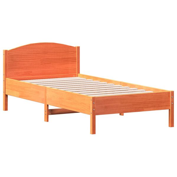 vidaXL Estructura de cama sin colch&oacute;n madera maciza marr&oacute;n 75x190 cm