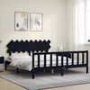 vidaXL Estructura cama de matrimonio con cabecero madera maciza negro