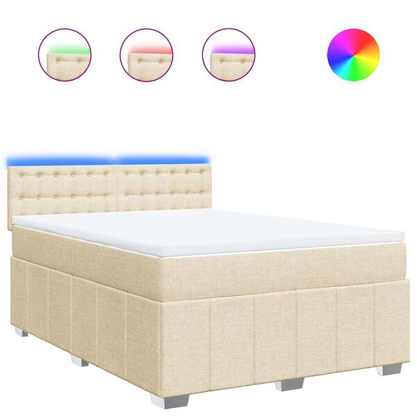 vidaXL Cama box spring con colch&oacute;n tela color crema 140x190 cm
