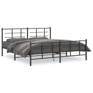 vidaXL Estructura cama sin colch&oacute;n con estribo metal negro 183x213 cm