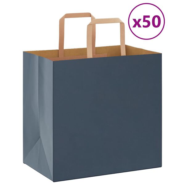 vidaXL Bolsas de papel con asas 50 uds azul 26x17x25 cm