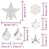 vidaXL Juego de adornos de navidad de 70 piezas plateado y blanco