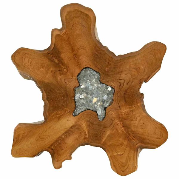 vidaXL Mesa de centro de madera maciza de teca y polirresina 70x45 cm