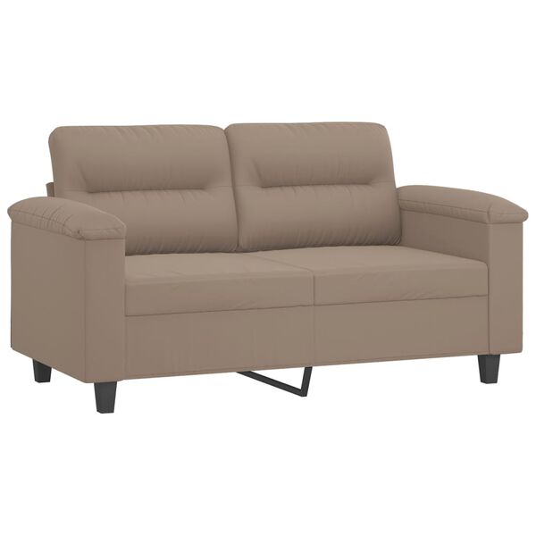vidaXL Sof&aacute; 2 plazas almohadas y cojines microfibra gris taupe 120 cm