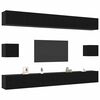 vidaXL Conjunto de mueble de TV 8 pcs Roble Negro Madera de ingenier&iacute;a