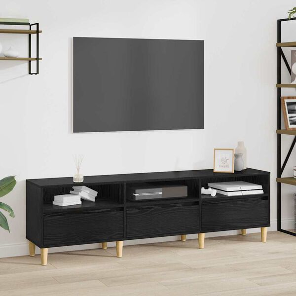 vidaXL Gabinete de TV con caj&oacute;n Roble Negro 150 x 30 x 45 cm
