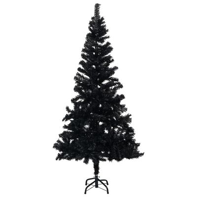 vidaXL Árbol de Navidad preiluminado con luces y bolas negro 120 cm