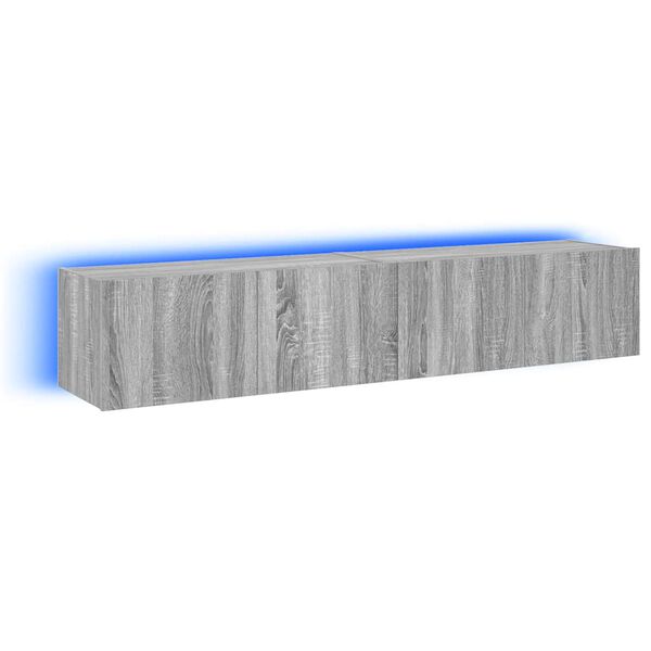 vidaXL Muebles TV de pared con luces LED 2 uds gris Sonoma 80x35x31 cm